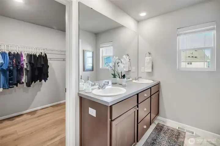 Spacious walk-in closet off primary.