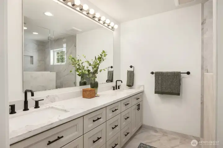 Primary Bathroom Spacious Double Sink Vanity