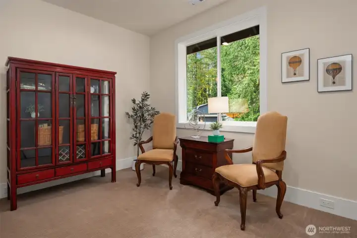 The 3rd upper level bedroom also enjoys serene views