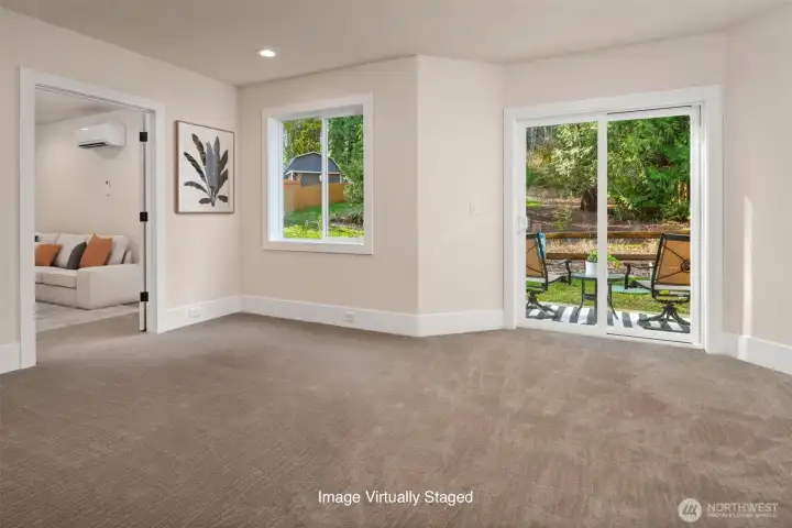 This lower level bonus room would make a great office, game room, playroom, or fitness area!