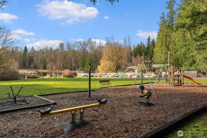 View of the private park with beach access, boat launch and dock for the community members of Lake Marcel!  Located within the desirable Riverview School District, with schools including Stillwater Elementary, Tolt Middle, and Cedarcrest High.