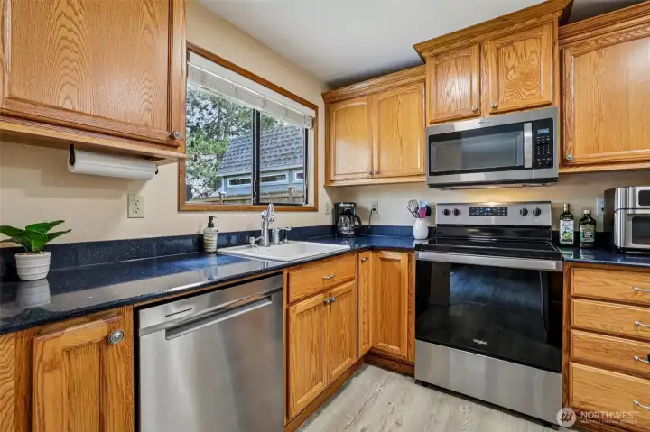 Kitchen open to living area