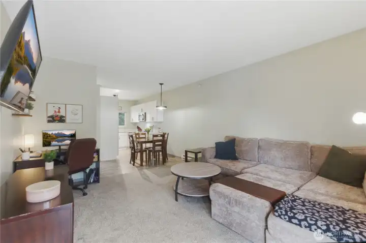 View into dining area from living room.