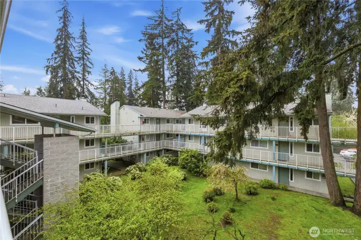 Beautiful courtyard to enjoy out your window.