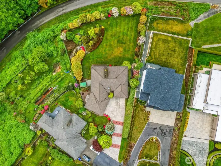 Aerial view looking down at this half acre lot.