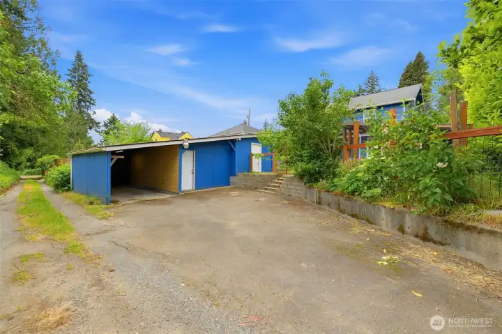 Carport, storage and workshop