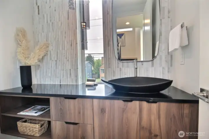 The main floor powder room with classic quality.