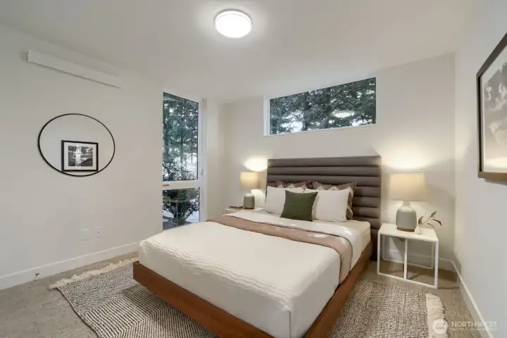 The entry floor bedroom has a level entry and many possibilities.