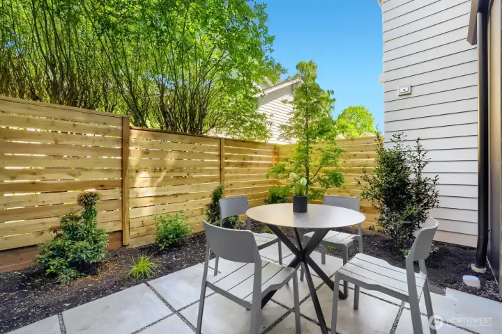 Beautiful landscaped patio.