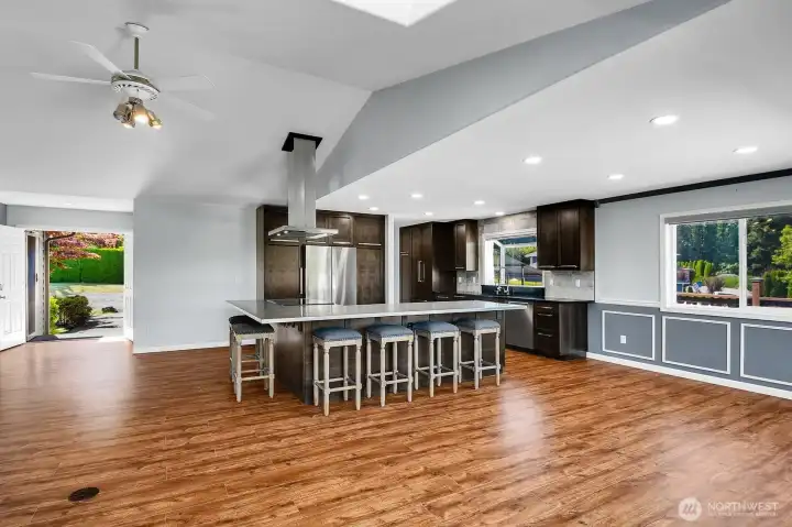 An expansive center island serves as the heart of the kitchen, offering the perfect space for entertaining, casual dining, and everyday gatherings. An expansive center island serves as the heart of the kitchen, offering the perfect space for entertaining, casual dining, and everyday gatherings.
