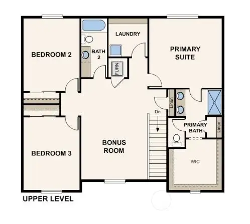Disclaimer-2nd Floor-Marketing rendering of floor plan, illustrative purposes only-may vary per location. Laundry plumbed for utility sink.