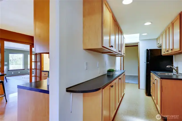Butler's pantry, additional storage, sink and extra fridge.