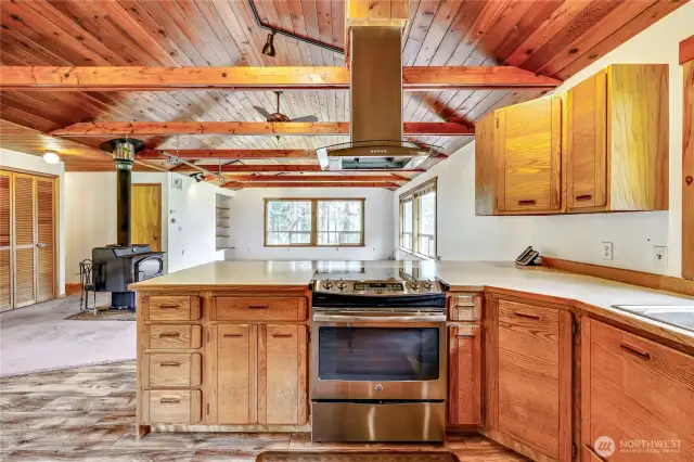 Spacious kitchen with upgraded appliances, open floor plan and lots of storage space.
