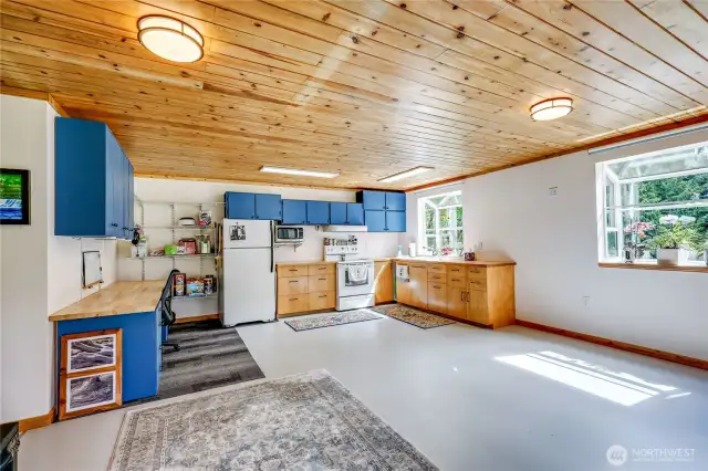 Northeast cabin kitchen and living area recently remodeled.