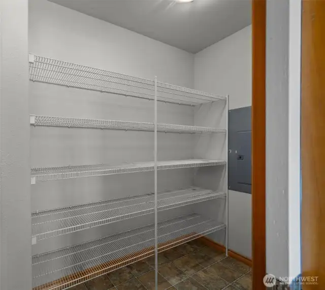 This walk-in pantry is large enough to be a butlers pantry.