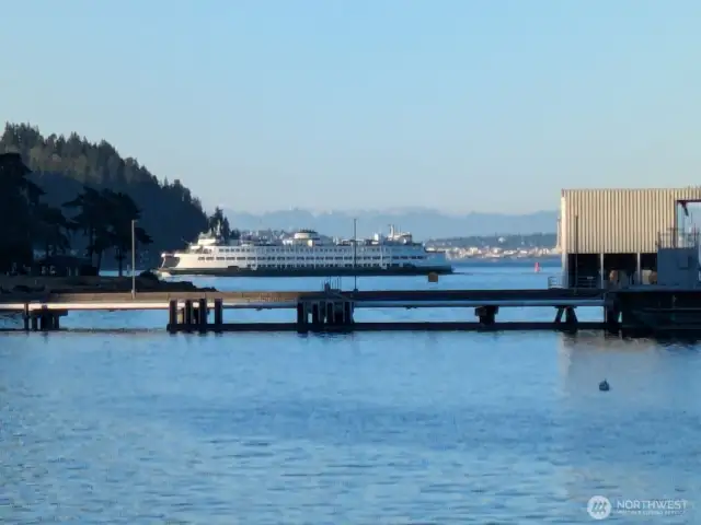 Watch the WA State Ferries pass by. This is the Seattle/Bremerton run, AND you can also see the Fauntleroy/Southworth run on the opposite side of your panoramic view!