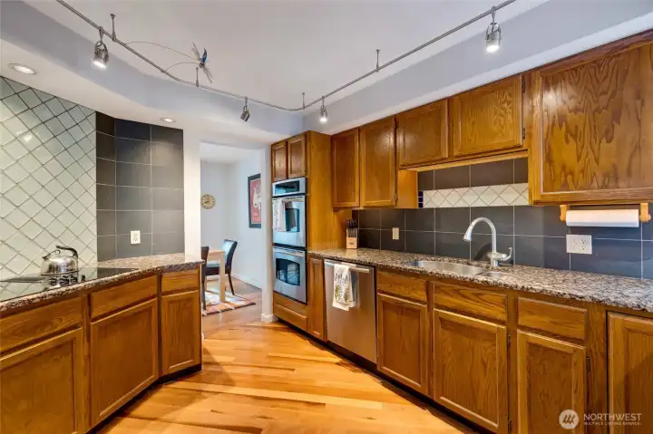 Plenty of counter + cabinet space.