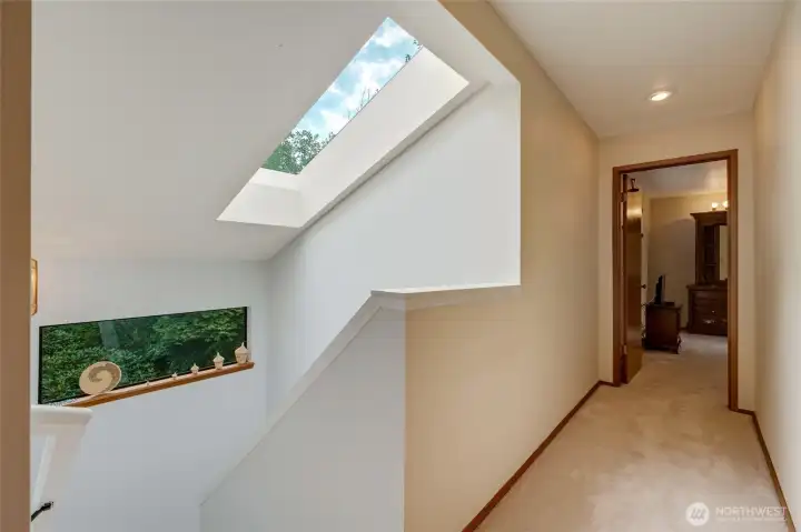 Skylight brightens the upper level.
