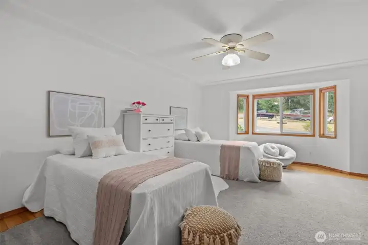 Bedroom #3 - all rooms has the same layout with a bay window, large closet, solid oak french doors, oak floors!