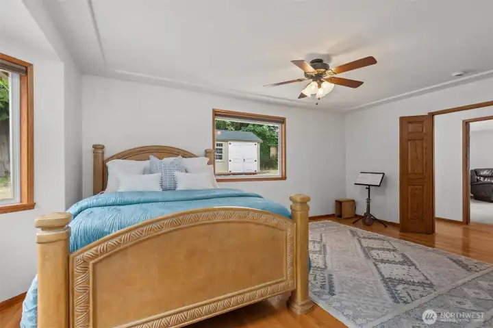 Bedroom #4 - all rooms has the same layout with a bay window, large closet, solid oak french doors, oak floors!