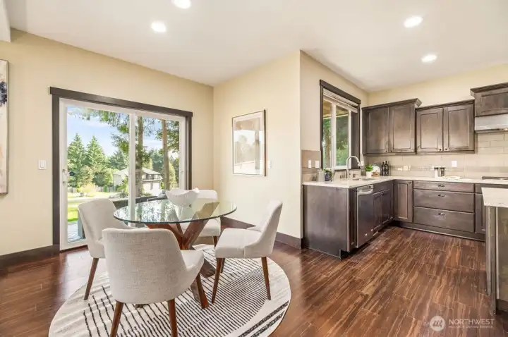 Kitchen nook with sliders to covered patio