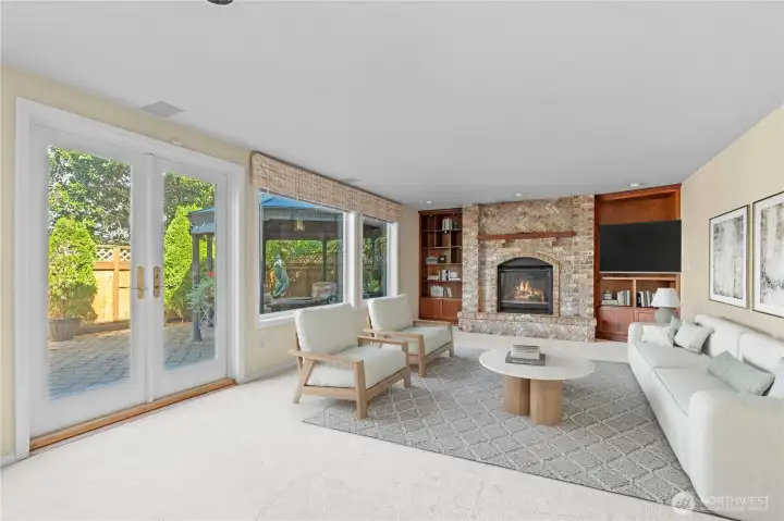 Virtually Staged Family Room of Kitchen
