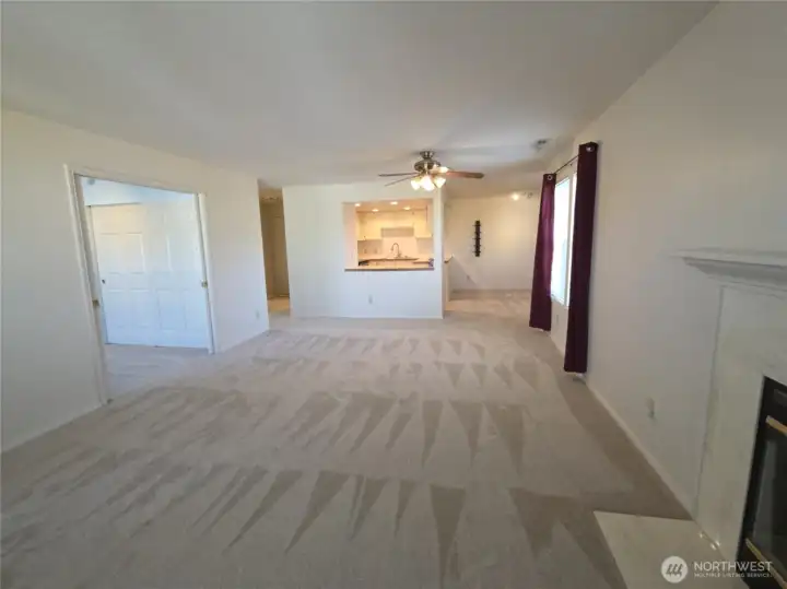 Exit the unit at top left hallway