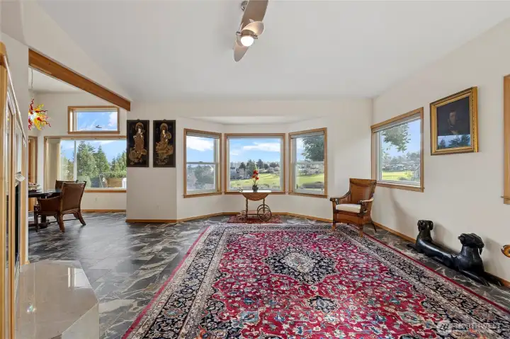 Oversized living room with propane fireplace