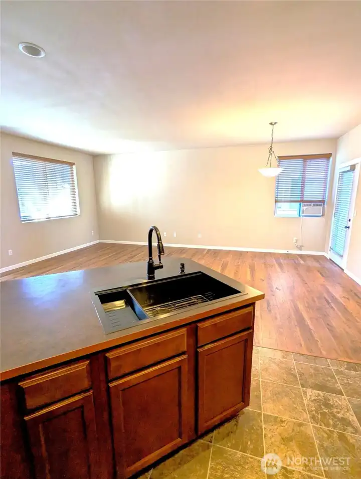 Kitchen view to living/dining room