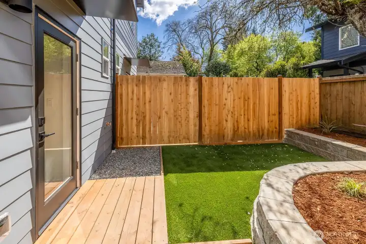 Low maintenance yard space and easy storage area.
