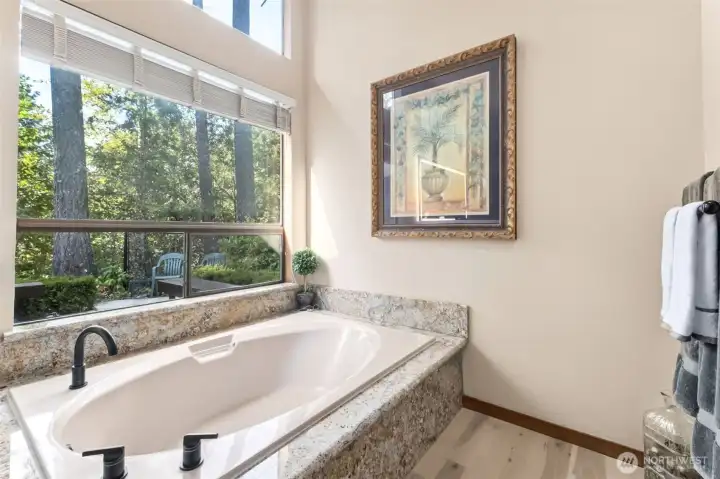 Relax in the serene surroundings in the primary bath.