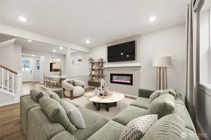 Open design with hardwood flooring throughout the main floor. Picture for representational purposes only, colors and features may vary. Open design with hardwood flooring throughout the main floor. Picture for representational purposes only, colors and features may vary.