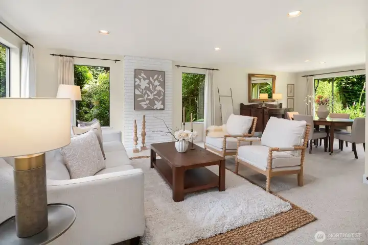 Open to the dining area for effortless hosting.