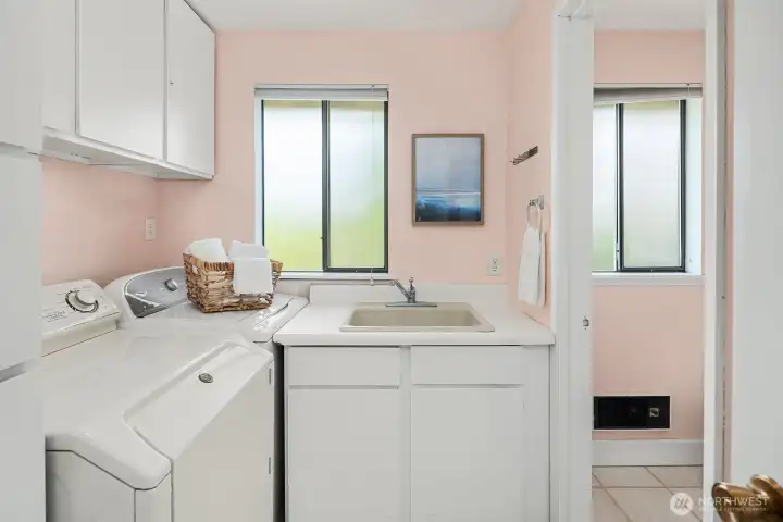 Convenient upper-level laundry + attached full bath--no more hauling baskets up & down the stairs!