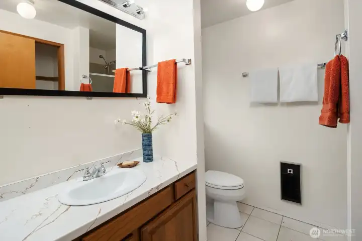 3/4 bath in the guest quarters.