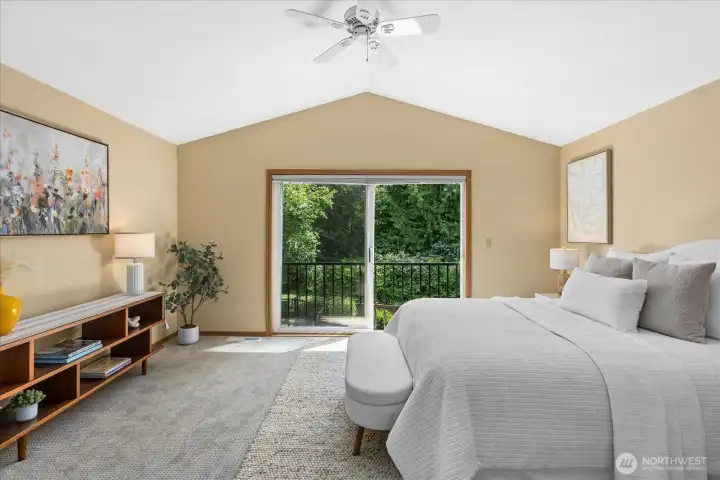 Juliet balcony overlooks a protected greenbelt for private & peaceful views.