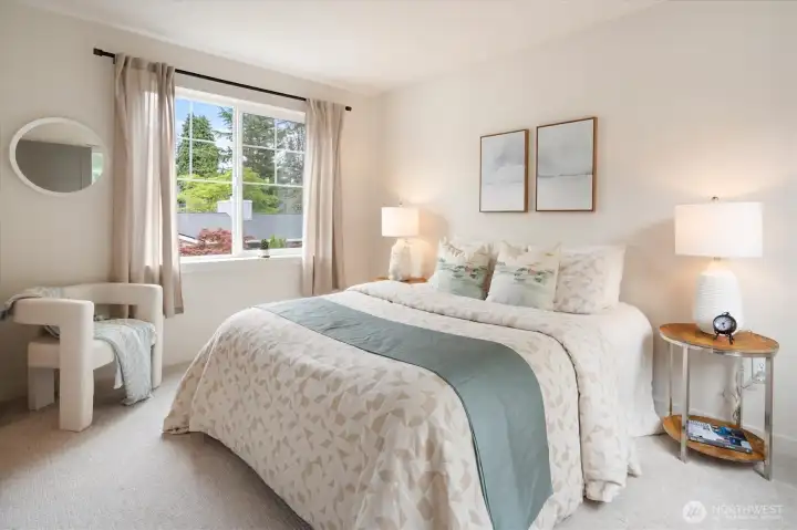The en-suite on the second floor features this charming bedroom. The en-suite on the second floor features this charming bedroom.