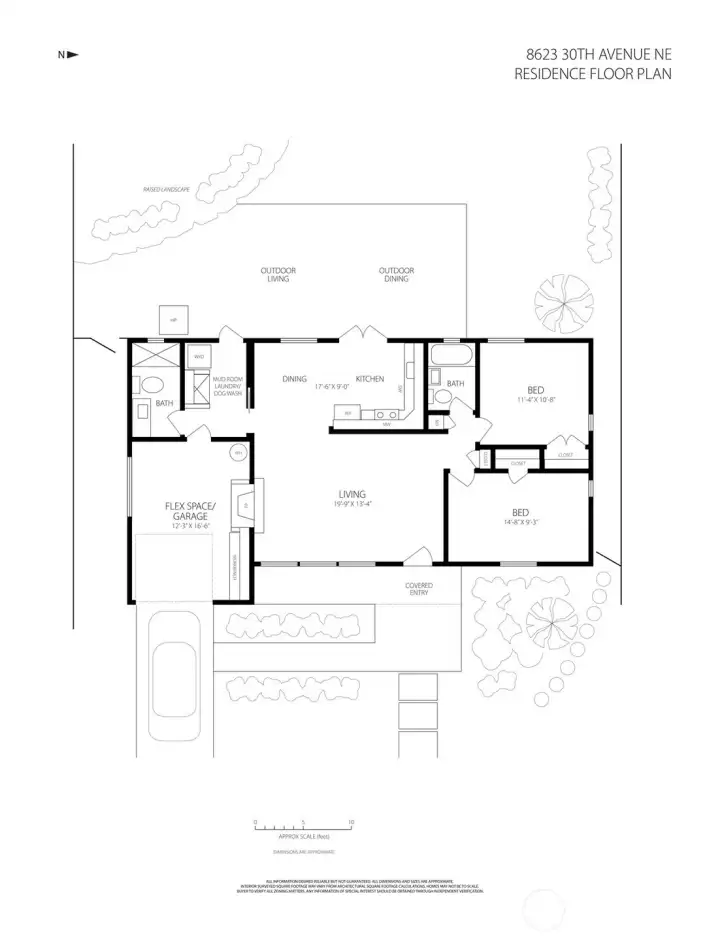 A compact yet unusually complete one-level plan with living, dining, kitchen, two bedrooms, two bathrooms, laundry and garden access. A compact yet unusually complete one-level plan with living, dining, kitchen, two bedrooms, two bathrooms, laundry and garden access.