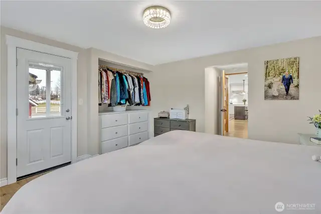 Master bedroom and closet with private entry