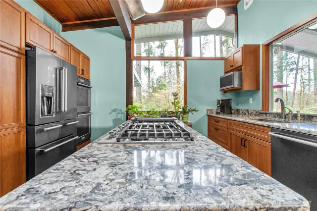 Gas cooktop in the center island.....