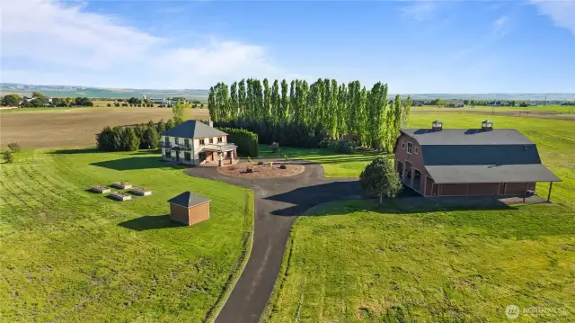 Aerial view from NW corner of property