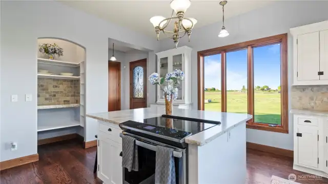 Gourmet kitchen showing the walk in pantry