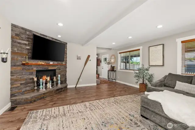 Great Room with Electric fireplace.