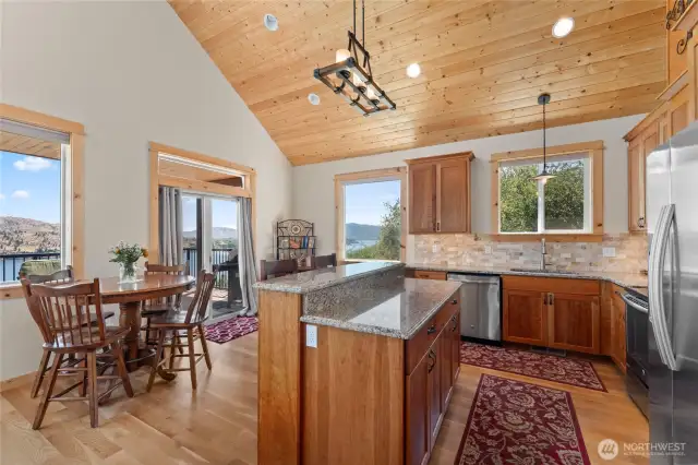 Soaring knotty pine t&g ceilings