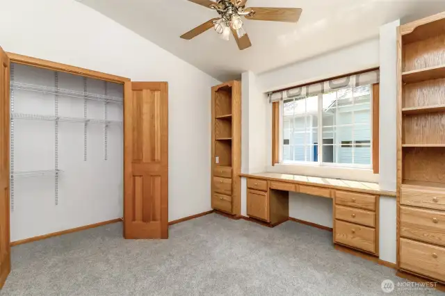 Bedroom on main floor with built-ins