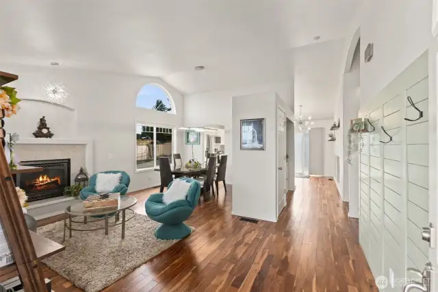 You can't miss the gorgeous acacia floors as you enter the front door.