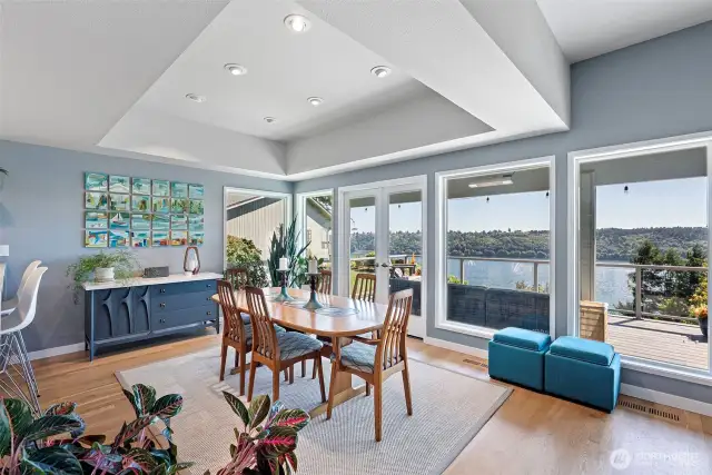 Living room blends easily into the dining room.