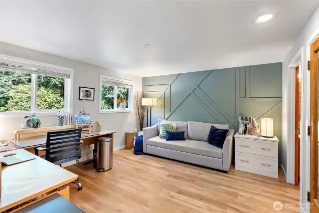 Main floor secondary suite, currently used as an office.