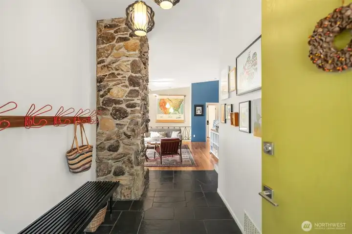 View from the front entry way toward the living room.