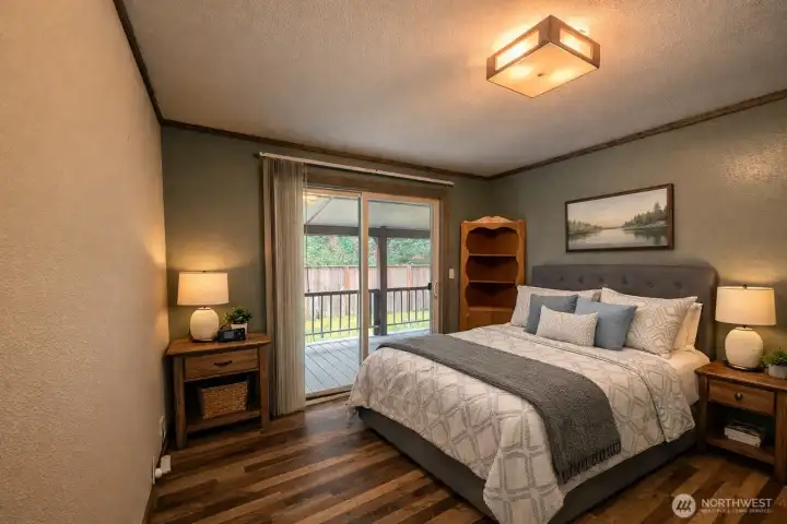 Bedroom with Sliding glass door onto deck Bedroom with Sliding glass door onto deck